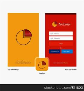 Company Pie chart Splash Screen and Login Page design with Logo template. Mobile Online Business Template