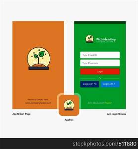 Company Plant Splash Screen and Login Page design with Logo template. Mobile Online Business Template