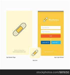 Company Plaster Splash Screen and Login Page design with Logo template. Mobile Online Business Template