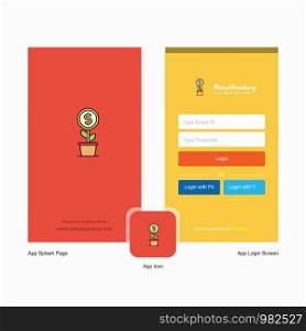 Company Power plant Splash Screen and Login Page design with Logo template. Mobile Online Business Template
