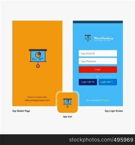 Company Presentation board Splash Screen and Login Page design with Logo template. Mobile Online Business Template