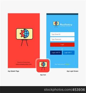 Company Presentation Splash Screen and Login Page design with Logo template. Mobile Online Business Template