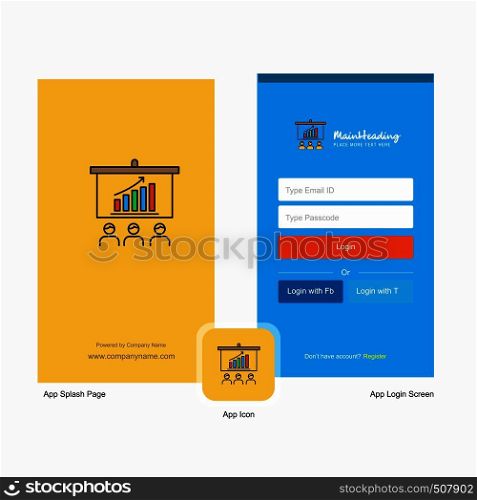 Company Presentation Splash Screen and Login Page design with Logo template. Mobile Online Business Template