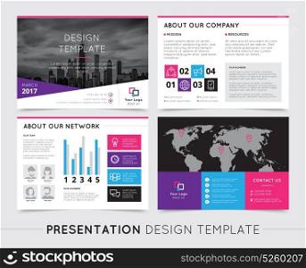 Company Presentation Templates. Company presentation templates on grey background flat isolated vector illustration