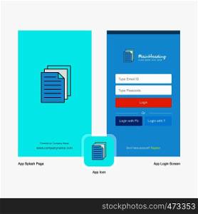 Company Printer Splash Screen and Login Page design with Logo template. Mobile Online Business Template