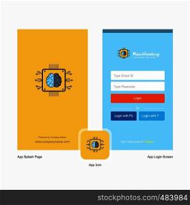 Company Processor Splash Screen and Login Page design with Logo template. Mobile Online Business Template