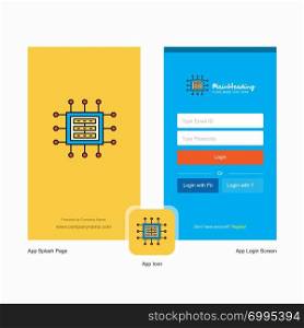 Company Processor Splash Screen and Login Page design with Logo template. Mobile Online Business Template