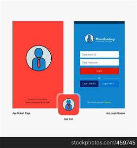 Company Profile Splash Screen and Login Page design with Logo template. Mobile Online Business Template