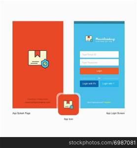 Company Protected document Splash Screen and Login Page design with Logo template. Mobile Online Business Template