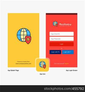 Company Protected internet Splash Screen and Login Page design with Logo template. Mobile Online Business Template