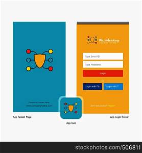 Company protected network Splash Screen and Login Page design with Logo template. Mobile Online Business Template