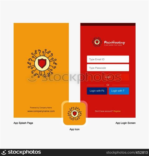 Company Protected processor Splash Screen and Login Page design with Logo template. Mobile Online Business Template