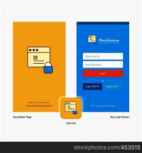 Company Protected website Splash Screen and Login Page design with Logo template. Mobile Online Business Template