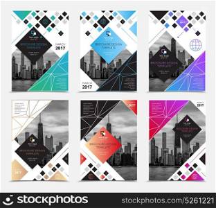 Company Report Brochure Covers Set. Company report brochure covers set flat isolated vector illustration