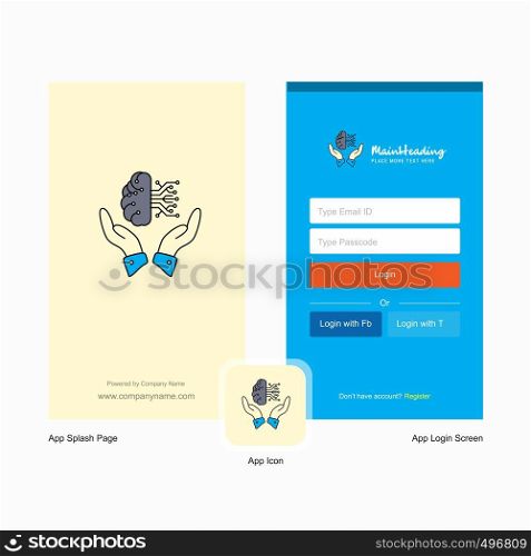 Company Safe cloud Splash Screen and Login Page design with Logo template. Mobile Online Business Template