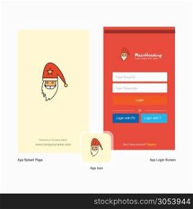 Company Santa clause Splash Screen and Login Page design with Logo template. Mobile Online Business Template