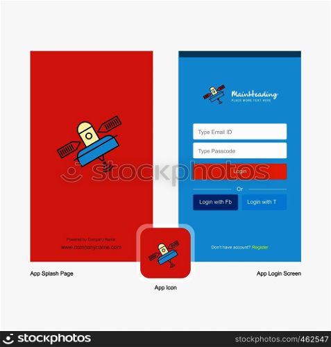 Company Satellite Splash Screen and Login Page design with Logo template. Mobile Online Business Template