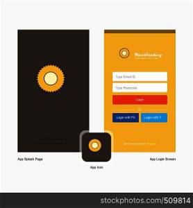 Company Saw Splash Screen and Login Page design with Logo template. Mobile Online Business Template
