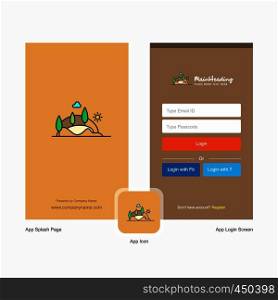 Company Scenery Splash Screen and Login Page design with Logo template. Mobile Online Business Template