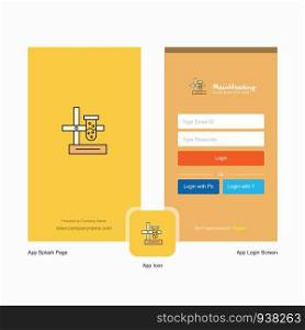 Company Science lab Splash Screen and Login Page design with Logo template. Mobile Online Business Template