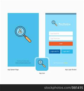 Company Search avatar Splash Screen and Login Page design with Logo template. Mobile Online Business Template
