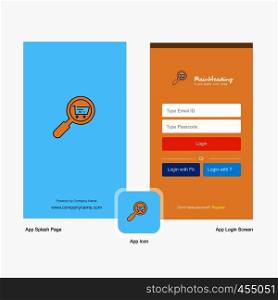 Company Search goods online Splash Screen and Login Page design with Logo template. Mobile Online Business Template