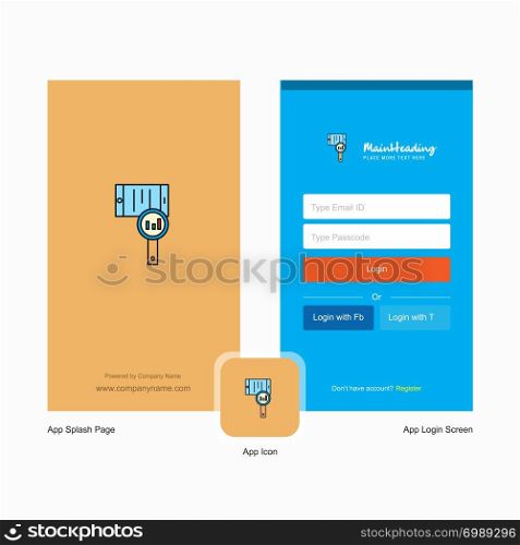 Company Search in smart phone Splash Screen and Login Page design with Logo template. Mobile Online Business Template