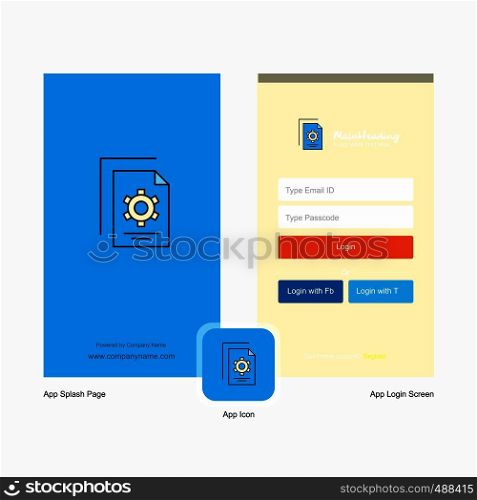 Company Setting document Splash Screen and Login Page design with Logo template. Mobile Online Business Template