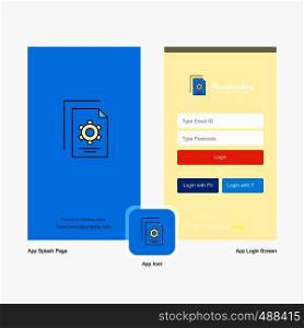 Company Setting document Splash Screen and Login Page design with Logo template. Mobile Online Business Template
