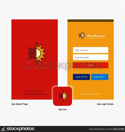 Company Setting Splash Screen and Login Page design with Logo template. Mobile Online Business Template