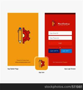 Company Setting Splash Screen and Login Page design with Logo template. Mobile Online Business Template