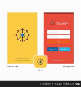 Company Sheild protected Splash Screen and Login Page design with Logo template. Mobile Online Business Template