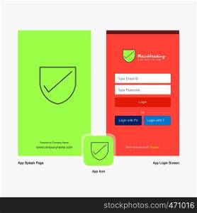 Company Sheild Splash Screen and Login Page design with Logo template. Mobile Online Business Template