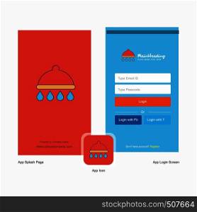 Company Shower Splash Screen and Login Page design with Logo template. Mobile Online Business Template