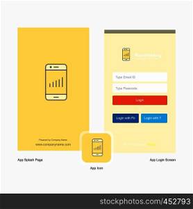 Company Smartphone Splash Screen and Login Page design with Logo template. Mobile Online Business Template