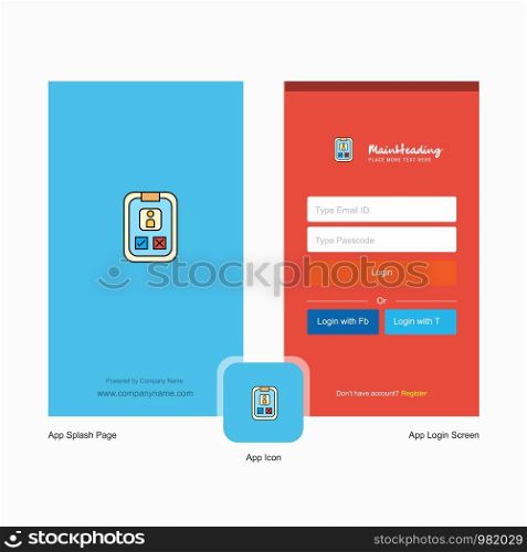 Company Social media user profile Splash Screen and Login Page design with Logo template. Mobile Online Business Template