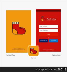 Company Socks Splash Screen and Login Page design with Logo template. Mobile Online Business Template