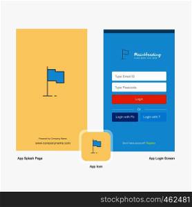 Company Sports flag Splash Screen and Login Page design with Logo template. Mobile Online Business Template