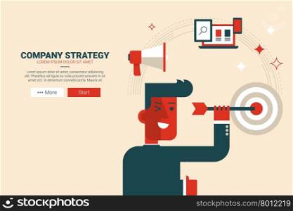 Company strategy concept flat design for landing page website or magazine illustration print