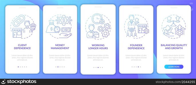 Company structure choosing tips onboarding mobile app page screen. Startup walkthrough 5 steps graphic instructions with concepts. UI, UX, GUI vector template with linear color illustrations. Company structure choosing tips onboarding mobile app page screen