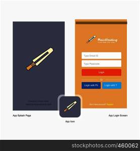 Company Sword Splash Screen and Login Page design with Logo template. Mobile Online Business Template