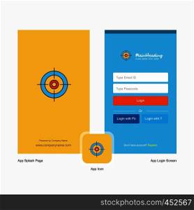 Company Target Splash Screen and Login Page design with Logo template. Mobile Online Business Template
