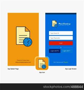 Company Task on time Splash Screen and Login Page design with Logo template. Mobile Online Business Template