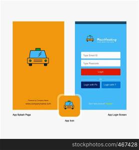 Company Taxi Splash Screen and Login Page design with Logo template. Mobile Online Business Template