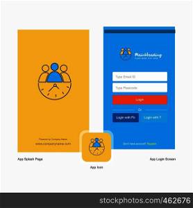 Company Team on time Splash Screen and Login Page design with Logo template. Mobile Online Business Template