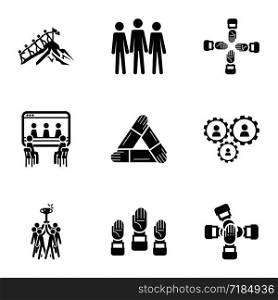 Company teamwork icon set. Simple set of 9 company teamwork vector icons for web design isolated on white background. Company teamwork icon set, simple style