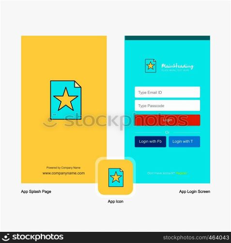 Company Text file Splash Screen and Login Page design with Logo template. Mobile Online Business Template