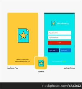 Company Text file Splash Screen and Login Page design with Logo template. Mobile Online Business Template