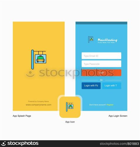 Company Traffic board Splash Screen and Login Page design with Logo template. Mobile Online Business Template