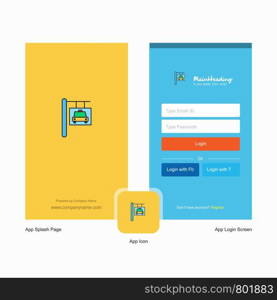 Company Traffic board Splash Screen and Login Page design with Logo template. Mobile Online Business Template